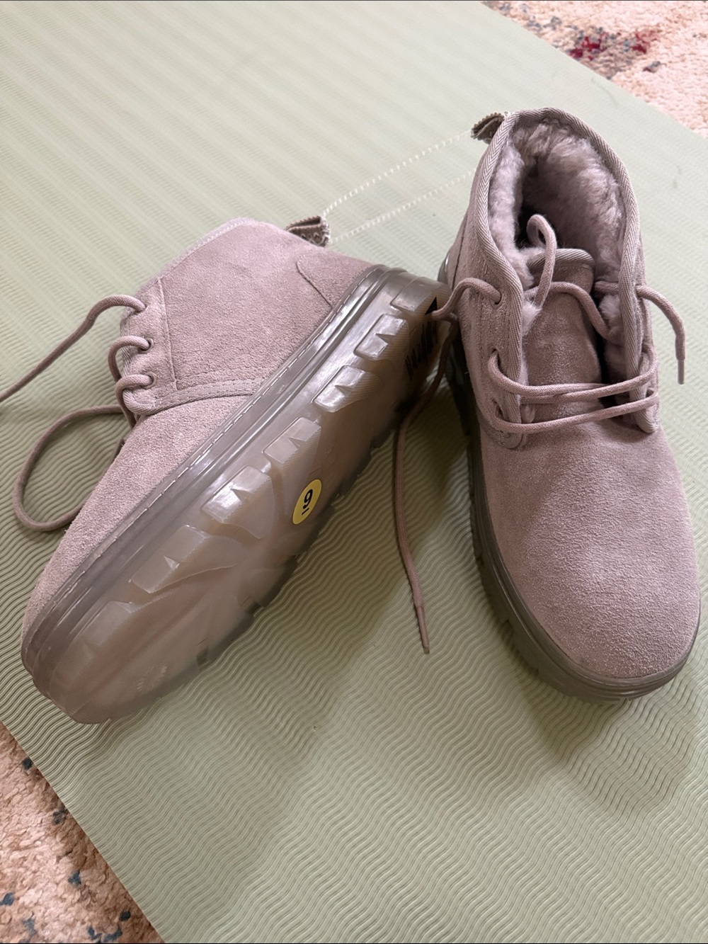 UGG Lace-Up Suede Ankle Boots in Taupe Gray